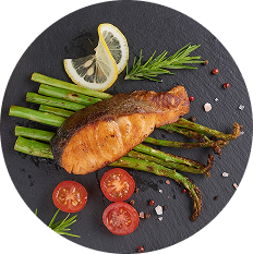 Grilled trout + asparagus